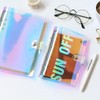 A5 6-Ring Rainbow Binder Cover, Clear Refillable Paper PVC Notebook