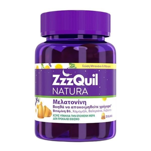 ZzzQuil Natura Dietary Supplement for Sleep Disorders With Melatonin Taste Mango & Banana 30 gummies