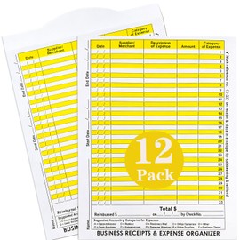 12 Pack 11×8.7" Receipt Organizer Envelopes with Expense & Mileage Ledger