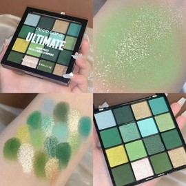 Green Eyeshadow Palette with 16 Colours - Eyeshadow Palette Matt and Shimmering