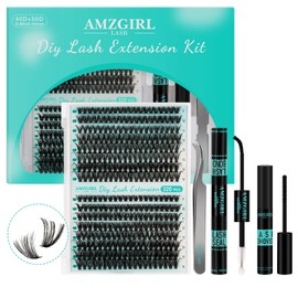 Lash Extension Kit,DIY Individual Lashes Clusters Kit,Lash Bond And Seal,Lash Remover For Eyelashes Extensions,Lash Applicator Tool For False Eyelash Cluster Kit 320Pcs At Home(40D50D,D-Mix9-16|Kit)