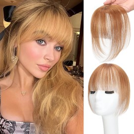 Clip in Fringe,100% Real Human Hair Toppers for Thinning Hair 360° Cover Fringe Clip in Hair Extensions for Women Fake Bangs Daily Wear (Ash Blonde, 3D Wispy Bangs)