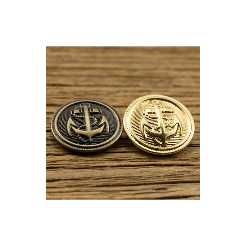 10Pcs Clothes Buttons - Metal Boat Anchor Pattern Sewing Buttons