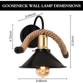 AntsDS Wall Sconce -1 Lights Metal Vintage Wall Sconce, Hardwired Indoor Bowl Design Wall Mount Lamp Farmhouse Lighting Fixture for Living Room,Bedroom, Hallway, Black and Brass Gold (D10.2 inch)