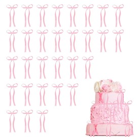 30 Stück Rosa Schleifen Deko, Tortendeko Schleife, Kuchendekoration mit Schleife, Hochzeitstorte Deko, Tortendeko Rosa für Baby-Mädchen, Party, Hochzeit, Valentinstag