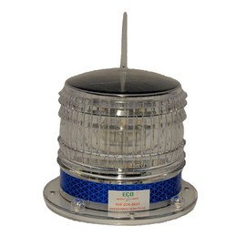 S8LF Blue Flashing 2NM IP67 Solar LED with a Bird Spike Marine Dock Barge Safety Beacon Light 360 Degree