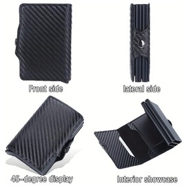 chunyuwen Credit Card Holders,SlimWallet,Men'sWallet,SlimWalletCardCaseSmall,MiniWalletforWomenandMenwithRFID,Automatic Pop-upCardCaseCreditCardCasewithBillCompartments (Black)