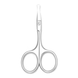 Motanar Nose Hair Trimmer Scissors-3.4' Round Tip Scissors For Ear Eyebrow Beard Mustache Trimming - Multi Purpose Round Personal Beauty Hair Care Tool For Men Women And Baby (Silver & Curved B)