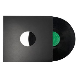 12 inch Record Sleeves Anti-Static LP Jacket Covers with Hole Vinyl Record Paper Sleeves Acid-Free Protection Covers for 12'' Record Vinyl, 10 Pack (Black)