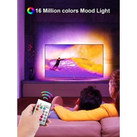 GIPOYENT TV LED Backlights, Music Sync LED TV Backlight, for 60-85 Inch TV, LED TV Light with Bluetooth Function - RGB Color Changing Light Strip for Home Theater (23ft)