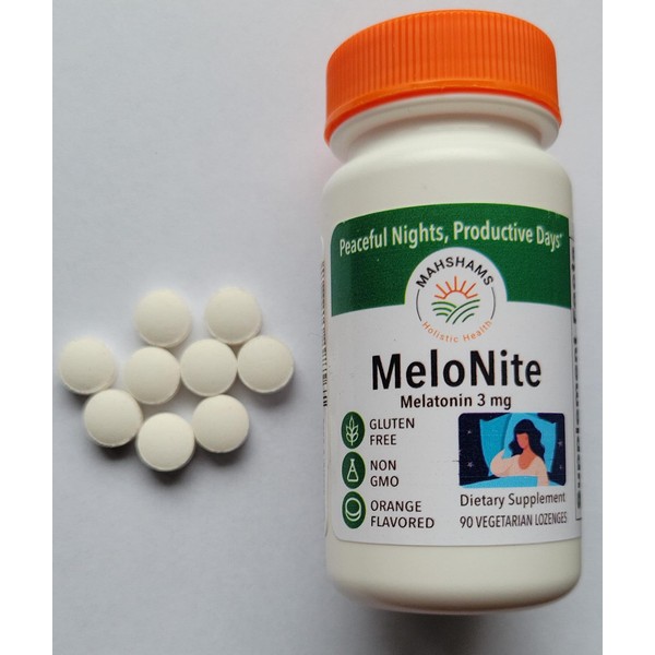 MAHSHAMS MeloNite Melatonin 3 mg Lozenges, 90 Count, Orange Flavored,