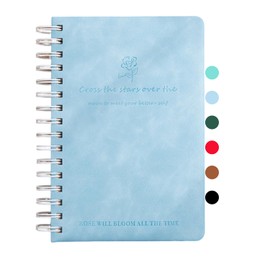 TUNJEJINY A5 Spiral Journal Notebook, 240 Pages Thick Paper with 100 GSM 3 in 1Blanks/Dotted/Grid Leather Hardcover for Women & Men Notepad,Writing for Office School Travel (Blue)