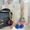 ERTUNA Glitter Cherry Bag Charm with Key Ring and Clip,