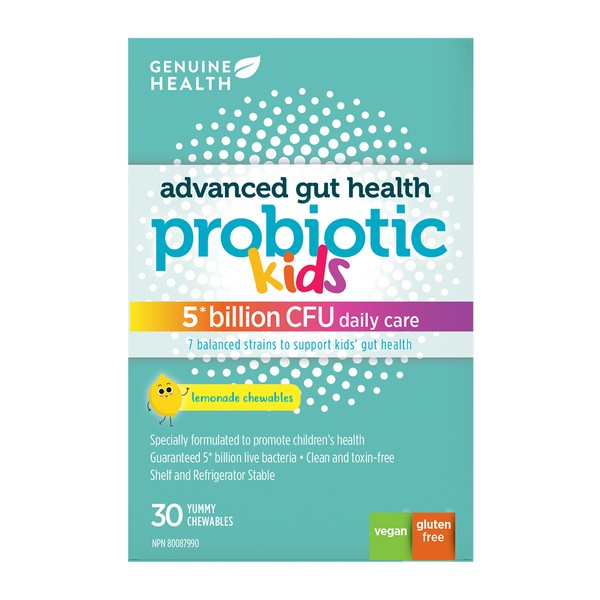 Genuine Health Advanced Probiotic Gut Health Kids 5 Billion Lemonade 30 Chews