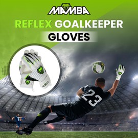 MAMBA REFLEX Goalkeeper Gloves | Youth/Adult | Quality Latex Palm & Back Hand | Removable Finger Spine Protection & Double Length Latex Wristband | Standout British Design (4)