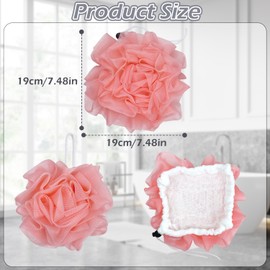 2-In-1 Bath Sponge, Shower Puff Loofah Shower Puff Loofah Sponge Bath Scrunchies Scrubbing and Cleaning - Body Scrubbers for Use In Shower for Men Women Bath Supplies (Pink)