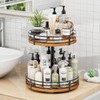 Lazy Susan Turntable Organizer Adjustable - 2 Tier Wood Rotating
