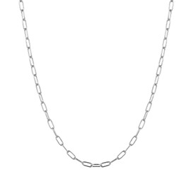 14K Gold/Silver Tone Stainless Steel Paperclip Link Chain Choker Necklace for Women Teen Girls, 2.5mm 4mm 5mm Wide Oval Rectangle Link Chain, Waterproof Never Tarnish (18", 4mm wide, stainless steel)