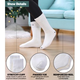 LANLEO Women Men Thermal Socks Warm Winter Extra Thick Insulated Heated Ski Crew Boot Socks for Cold Weather 3 Pairs Black White Grey,Medium