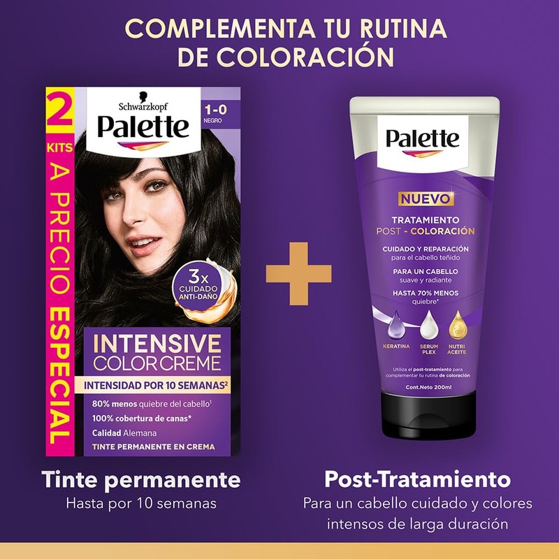 Palette Tinte para cabello color creme, negro 1-0