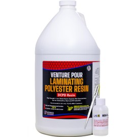 VENTURE POUR 1gallon & FIBERLAM 3 Gallon (total 4 Gallons) Polyester Resin +MEKP Hardener; Low Viscosity Coating for Laminating Fiberglass mat/Biaxle/Cloth; Boat/RV/Automotive/Canoe| with finish resin