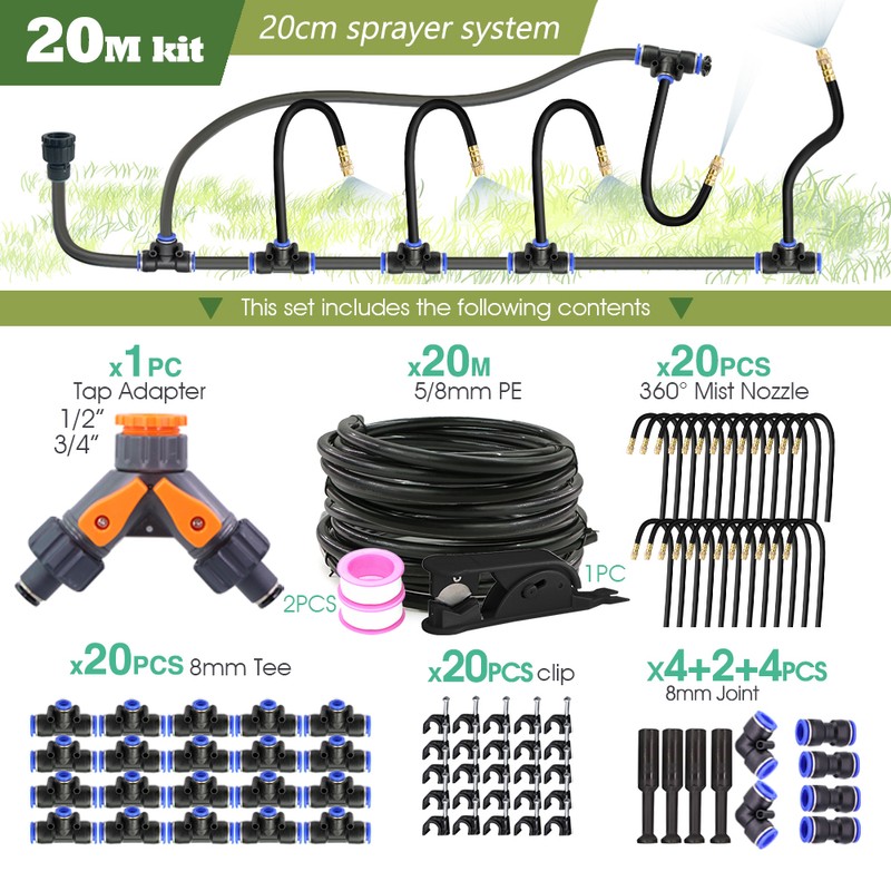 Outdoor Misting System Kit for Garden & Patio Cooling –
