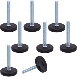 (Pack of 8) Furniture Leveling Feet 1/4" x 1-9/16" (M6 x 40 mm), Adjustable Round Legs 1-3/16" (30 mm) Diameter, 1/4" (M6) Thread Leveler Foot