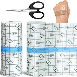 Ptyism Shower Plaster Waterproof 15 cm x 10 m (with Scissors) Tattoo Plaster Second Skin Tattoo Plaster for Wrists, Shoulders, Arms, Wound Dressing, Protective Shield