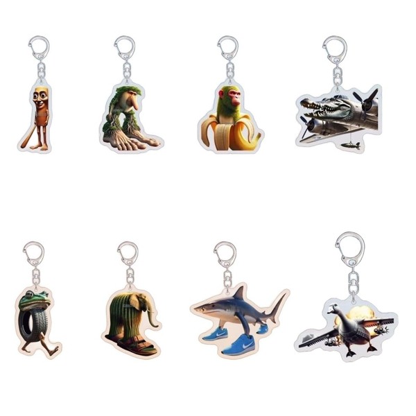 AMBEERT 8 PCS Brainrot Toys, 8 Unique Keychains, Perfect for