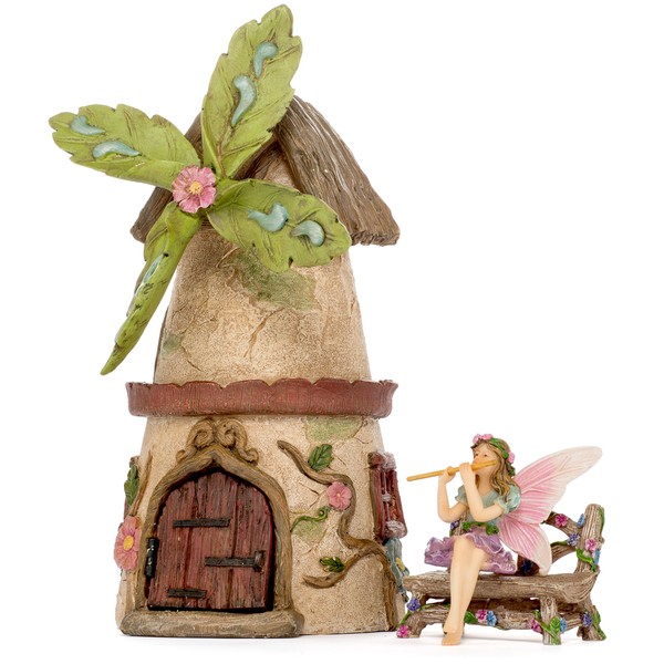 Miniature Fairy Garden House Kit - Mini Fairy Figurines - Indoor or Outdoor 3 Piece Accessory Set