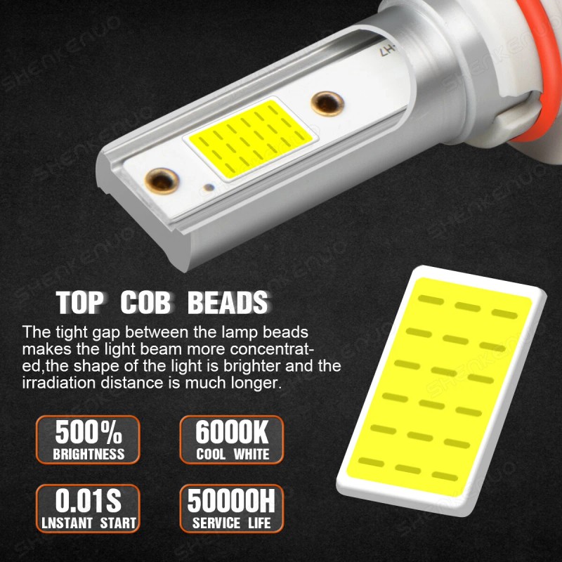 SHENKENUO 9005 + H11 LED Headlight Combo High Low Beam