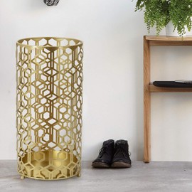 Joveco Metal Umbrella Racks, Gold Round Stand Holder Organizer with Drip Tray, Freestanding Holders for Canes Walking Sticks Entryway Home Office (Gold)