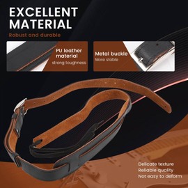 Wanjorlay Leather and Metal Buckle Electric Guitar Strap Belt Shoulder Pad Adjustable Vintage Guitar Straps-Black Color