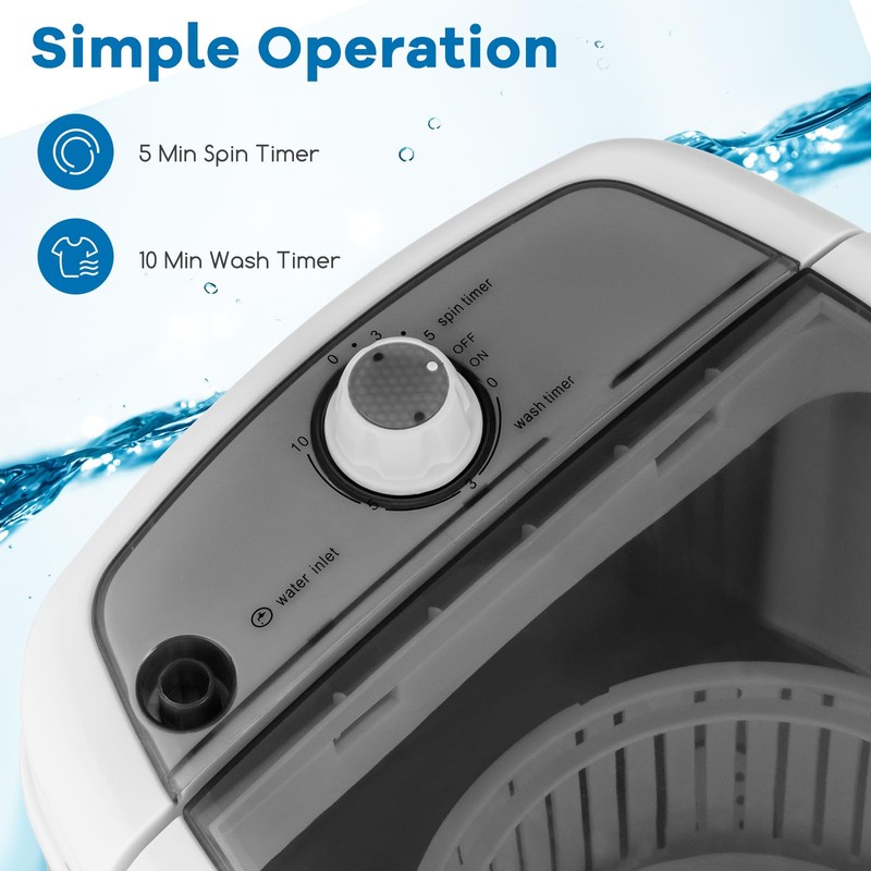 COSTWAY Mini Portable Washing Machine, 5.5 lbs Washing Capacity, Compact