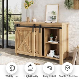 EaseLife 4 FT Mini Cabinet Bypass Double Sliding Barn Door Hardware Track Kit,Easy Install,Slide Smoothly Quietly,Apply for Storage Window TV Stand and Other Shielding (No Cabinet)