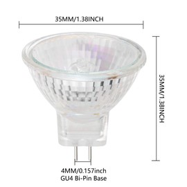 EKSAVE MR11 Halogen Bulbs 12V 20W GU4 Bi-Pin Base Spotlight Dimmable Glass Cover 35mm Diameter Warm White 2700K（Pack of 6）