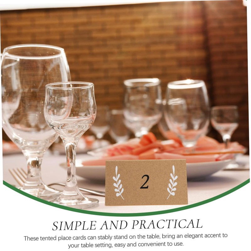 Operitacx 100pcs Table Seat Plate Cards Palm Leaf Design White