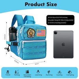 flipfit 9L Mini Tactical Backpack Small Military Gym Backpack for Men Women Molle Daypack Camping Backpack with Patch(Turquoise)