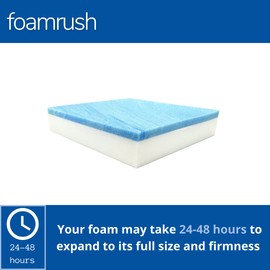 FoamRush 4" x 22" x 24" Gel Memory Foam Square Cushion Replacement Medium Firm (Seat Replacement, Upholstery Sheet, Foam Rubber Padding, Couch, Sofa Cushion, Mattress) Made in USA