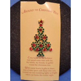 Roman Brooch Pin Rhinestone Christmas Tree with Star 2.5 Inches 053