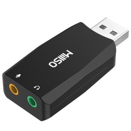 MillSO USB External Sound Card with Internal Recording Function for Podcast, Recording, Vocals, USB Male to 2 × 3.5 mm Female Headset Adapter for PC, Laptop, Tablet, Headphones, Microphone - Black