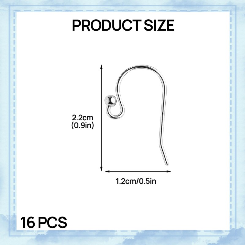 8 Pairs Solid Silver 925 Earring Hooks, Silver Earring Hooks