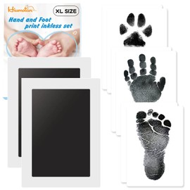 XL Size Hiumotan Baby Handprint and Footprint Kit,2 Baby Handprint Ink Pads with Clean-Touch & 6 Imprint Cards,Inkless Print Kit Safe Non-Toxic for Baby Feet and Hands, Family Keepsake, Pet Paw