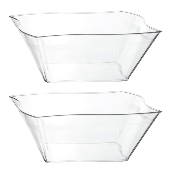 PLASTICPRO Disposable Elegant Wave Design Square Plastic Serving Bowls Heavy Duty for Party's Snack or Salad Bowl, Heavy Duty (4, Medium)