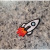 Unbranded Small Rocketship Patch. Embroidered. Iron On Backing. 1.75"x1"