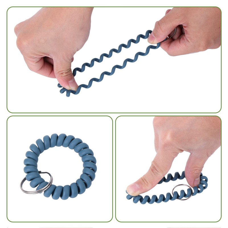 Yolev 6 Color Wrist Keychain Plastic Spring Transparency Flexible Spiral