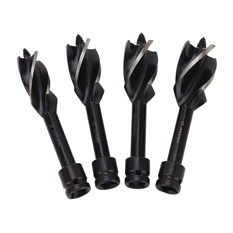 4 Pcs Wood Auger Bit 4 Flute Detachable Hex Shank