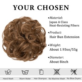 CJL HAIR CJL HAIR Large Messy Bun Hair Piece Wavy Curly Scrunchies Synthetic Chignon Ponytail Hair Extensions Thick Updo Hairpieces for Women Medium Auburn