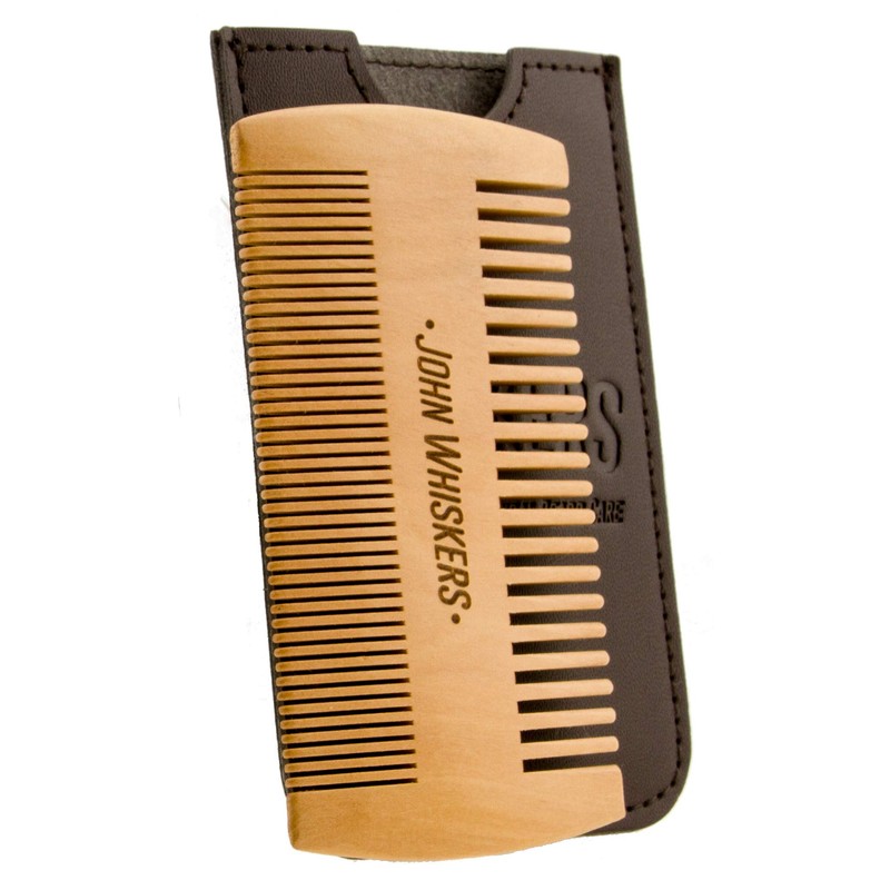 John Whiskers Beard Comb & Travel Case - Anti-Static Duo