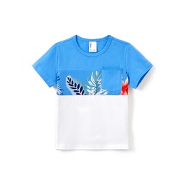 PATPAT Family Partner Look Set - Hawaii Summer Outfit for Mum, Dad, Children - Beach Wear Family - Mother Daughter Dress & Father Son T-Shirt - Matching Outfit Holiday & Photo Shoot, sky blue, 8-9